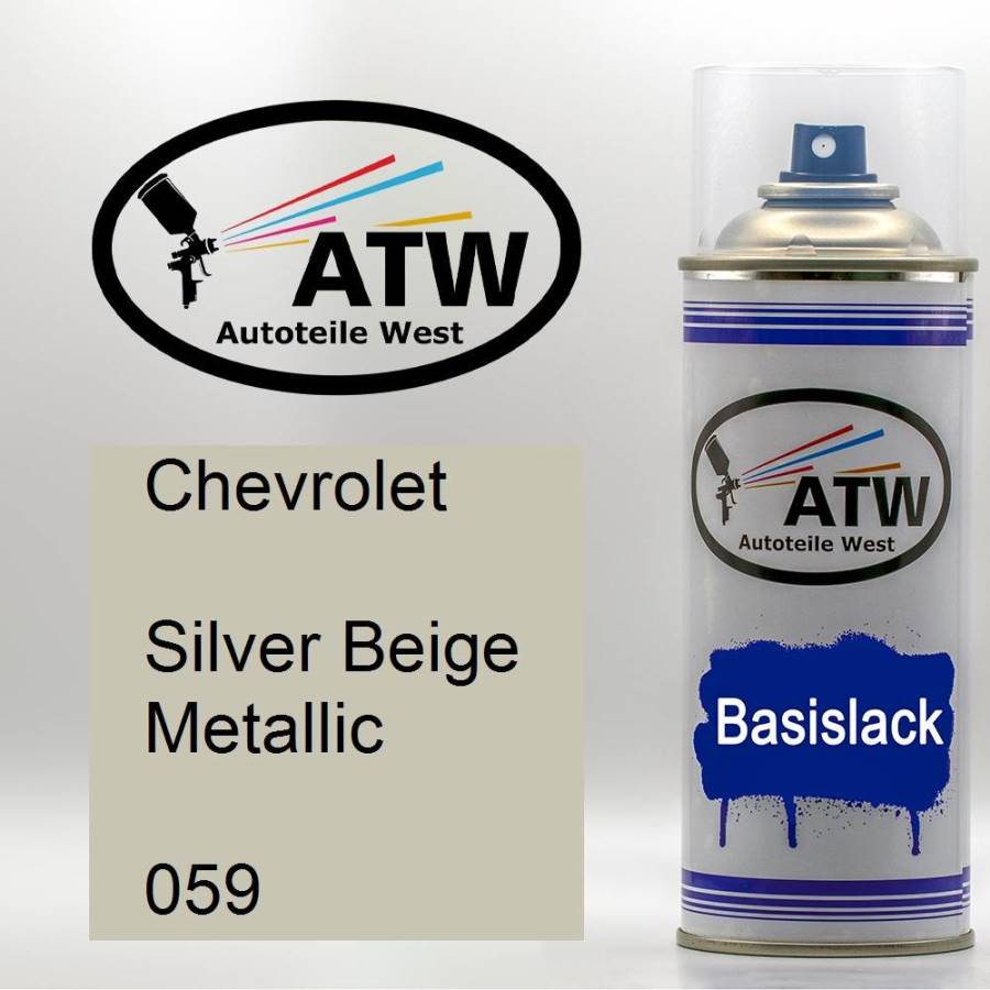 Chevrolet, Silver Beige Metallic, 059: 400ml Sprühdose, von ATW Autoteile West.